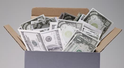 money stored in a box